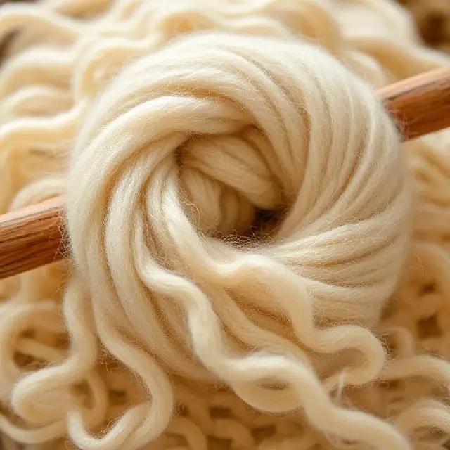 An artisan spinning natural wool fiber