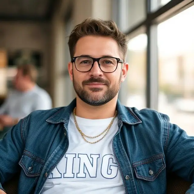 Man wearing casual Kings&Jacks attire in a relaxed setting