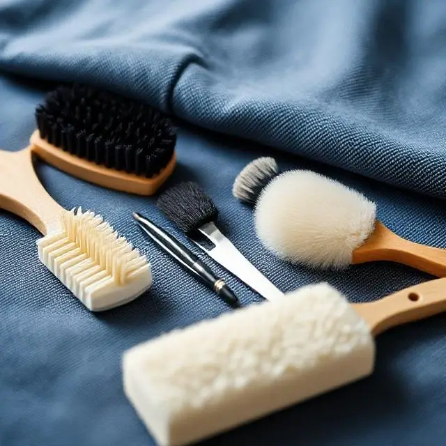 A garment care kit with brushes and tools