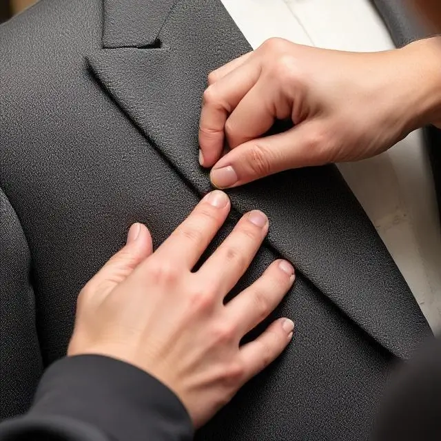 Detail of a fine garment being carefully repaired